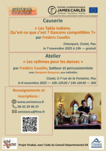 Las tablas indias, presentación a cargo de Frédéric Cavallin, Ciutat, Pau. @ Ciutat